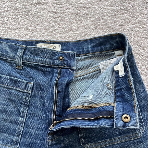 Madewell Emmett Wide-Leg Jeans Womens 28 Blue High Rise Raw Hem Cropped Denim - Picture 5 of 15